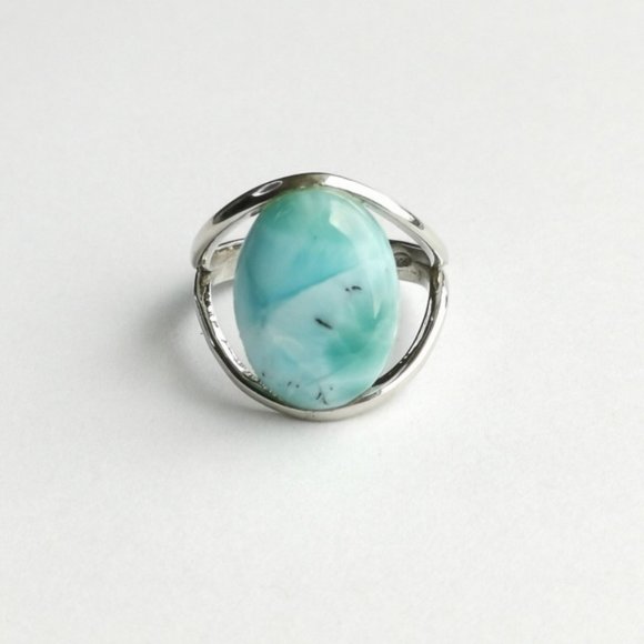 New, sterling silver cabochon larimar ring size 7.5 - Picture 5 of 5